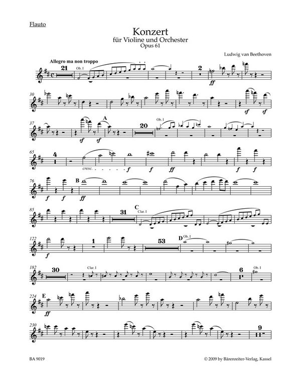 Konzert D-Dur op.61&nbsp;&nbsp;für Violine und Orchester&nbsp;&nbsp;Harmonie