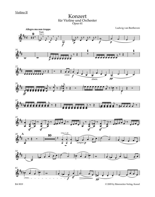 Konzert D-Dur op.61&nbsp;&nbsp;für Violine und Orchester&nbsp;&nbsp;Violine 2