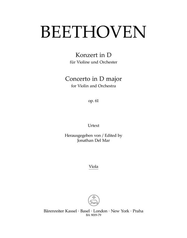Konzert D-Dur op.61&nbsp;&nbsp;für Violine und Orchester&nbsp;&nbsp;Viola