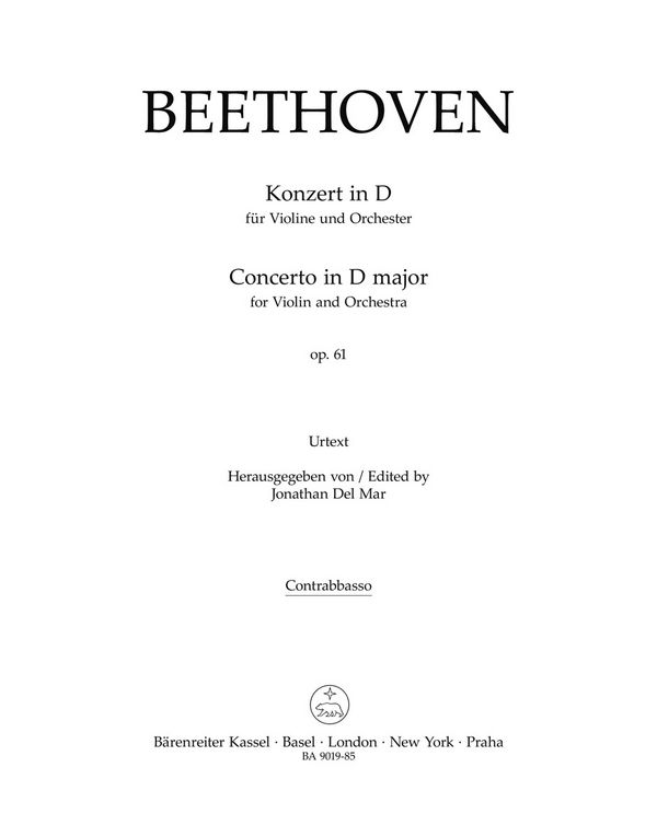 Konzert D-Dur op.61&nbsp;&nbsp;für Violine und Orchester&nbsp;&nbsp;Kontrabass
