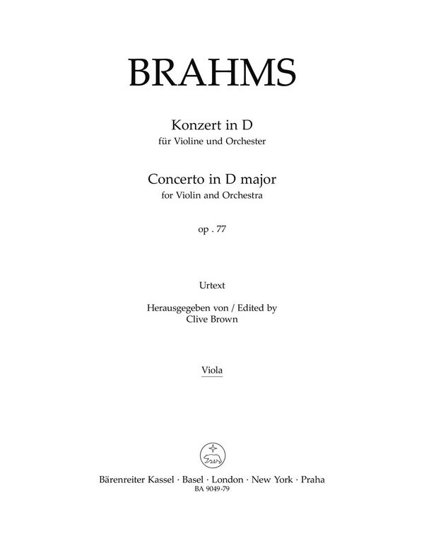 Konzert D-Dur op.77&nbsp;&nbsp;für Violine und Orchester&nbsp;&nbsp;Viola