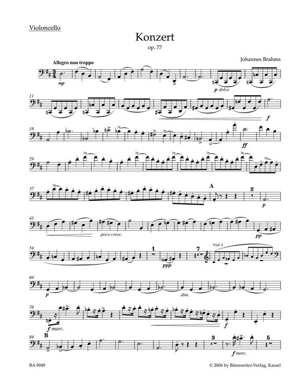 Konzert D-Dur op.77&nbsp;&nbsp;für Violine und Orchester&nbsp;&nbsp;Violoncello