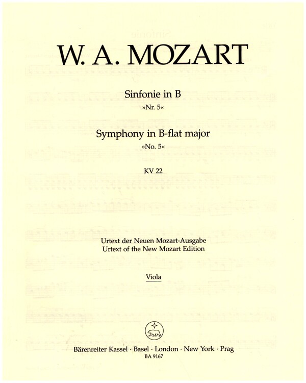 Sinfonie B-Dur Nr.5 KV22&nbsp;&nbsp;für Orchester&nbsp;&nbsp;Viola