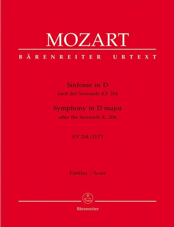 Sinfonie&nbsp;&nbsp;nach der Serenade KV 204 (213a)&nbsp;&nbsp;Partitur, Urtextausgabe Orch