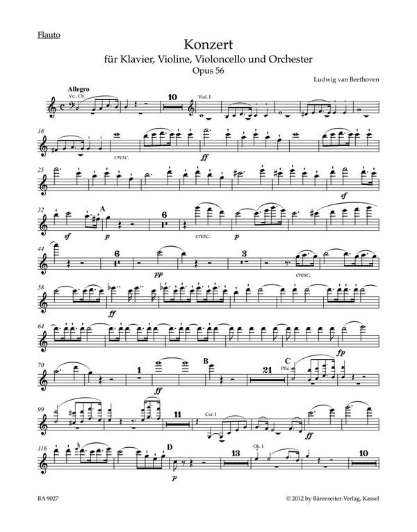 Konzert C-Dur op.56&nbsp;&nbsp;für Klavier, Violine, Violoncello und Orchester&nbsp;&nbsp;Harmoniestimmen