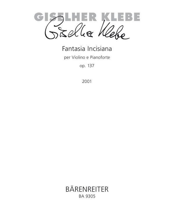 Fantasia Incisiana per Violino e Pianoforte  :  Partitur, Stimme(n) V/Klav