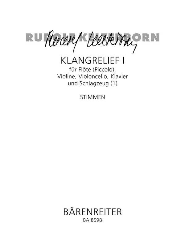 Klangrelief I  :  Stimmensatz Fl/Fl-Picc)/V/Vc/Klav/Schlgz