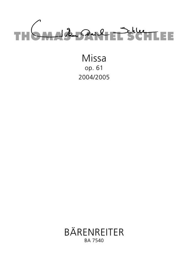 Missa  :  Partitur BarSolo/GemCh/Orch