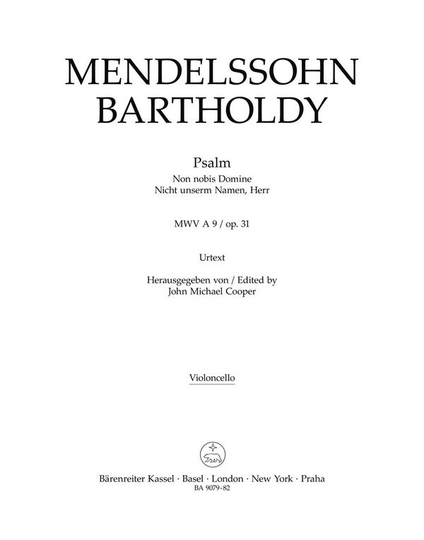 Mendelssohn Bartholdy, Felix&nbsp;&nbsp;Psalm 'Non nobis Domine / Nicht unserm Namen, Herr' op. 31 MWV A 9&nbsp;&nbsp;Vc Stimme(n)