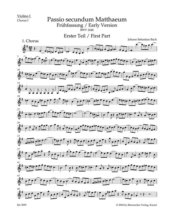 Matthäus-Passion&nbsp;&nbsp;: BWV 244b&nbsp;&nbsp;Stimme(n), Urtextausgabe V1 /1