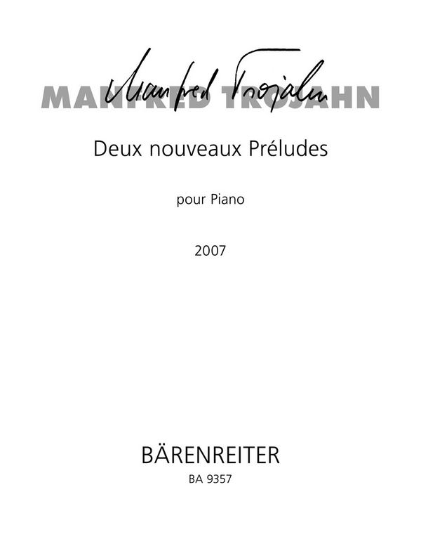 Deux nouveuax Préludes pour Piano  :  Spielpartitur(en) Klav