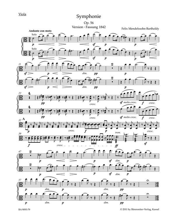 Sinfonie a-Moll Nr.3 op.56&nbsp;&nbsp;für Orchester&nbsp;&nbsp;Viola