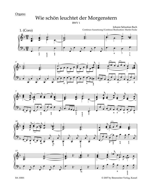 Wie schön leuchtet der Morgenstern&nbsp;&nbsp;Kantate Nr.1 BWV1&nbsp;&nbsp;Orgel