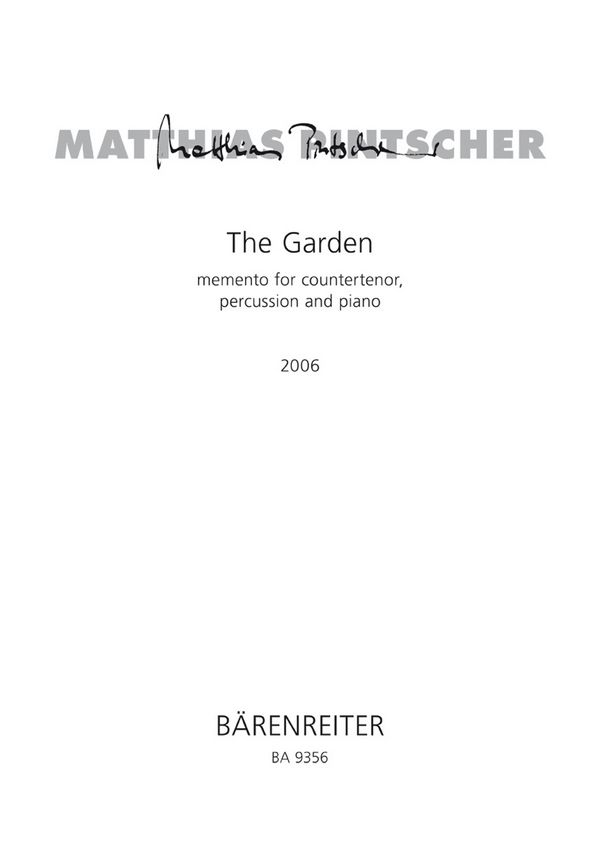 The Garden - memento for countertenor, percussion  :  Partitur SSolo/Perc/Klav