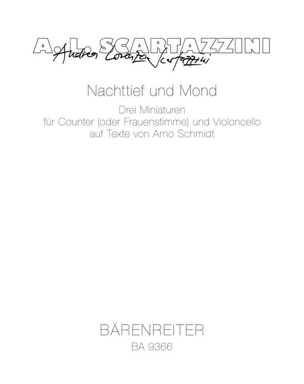 Nachttief und Mond für Countertenor&nbsp;&nbsp;(Frauenstimme) und Violoncello&nbsp;&nbsp;Partitur