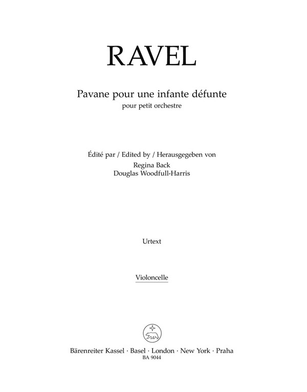 Pavane pour une infante défunte&nbsp;&nbsp;pour pour petit orchestre&nbsp;&nbsp;Violoncello
