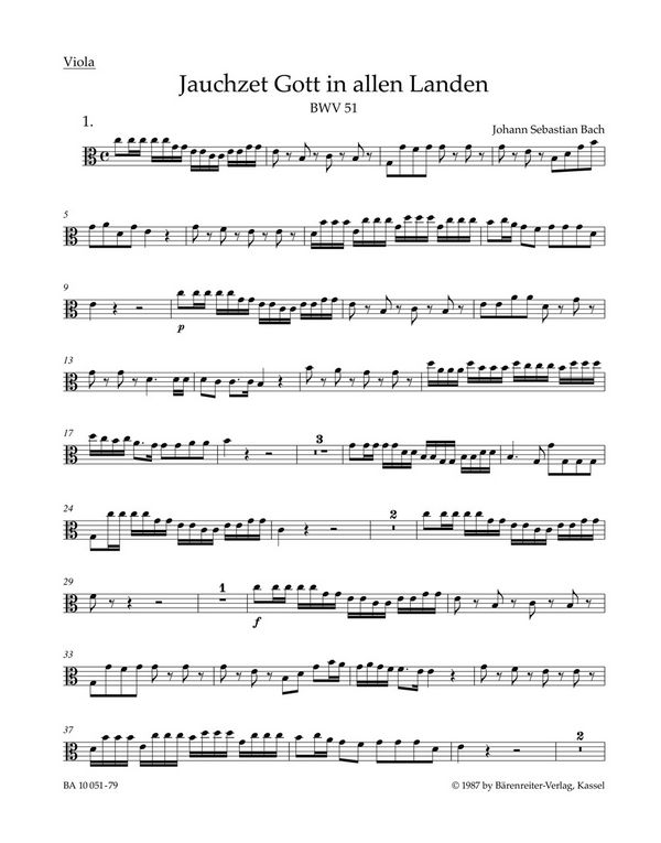 Jauchzet Gott in allen Landen&nbsp;&nbsp;Kabntate Nr.51 BWV51&nbsp;&nbsp;Viola