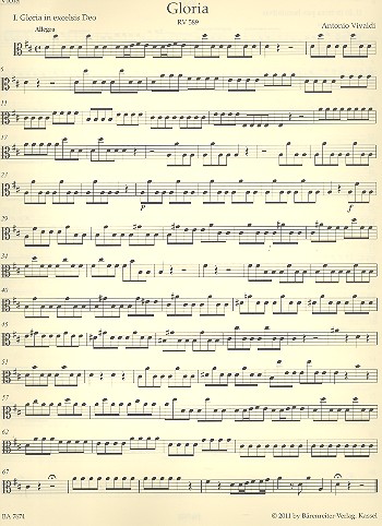 Gloria RV589 für Soli, gem Chor und&nbsp;&nbsp;Orchester&nbsp;&nbsp;Viola