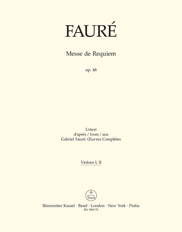 Messe de Requiem op.48 (Fassung von 1900)&nbsp;&nbsp;für Soli, gem Chor und Orchester&nbsp;&nbsp;Violine 1/2