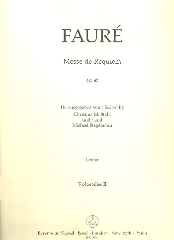 Messe de Requiem op.48 (Fassung von 1900)&nbsp;&nbsp;für Soli, gem Chor und Orchester&nbsp;&nbsp;Violoncello 2