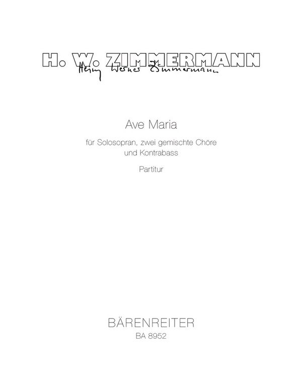 Ave Maria für Sopran, gem Chor  und Kontrabass  Partitur