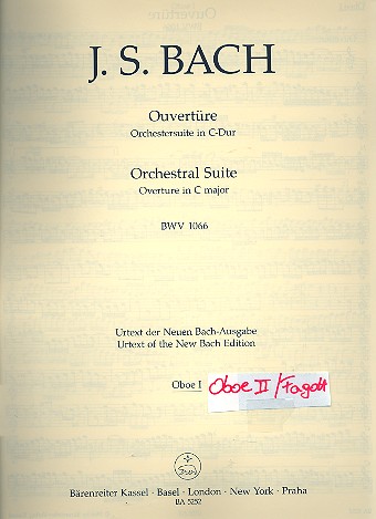 Ouvertüre C-Dur Nr.1 BWV1066&nbsp;&nbsp;für Orchester&nbsp;&nbsp;Harmoniestimmen