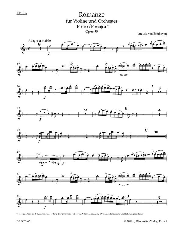 Romanzen in F-Dur und G-Dur op.50 - op.40&nbsp;&nbsp;für Violine und Orchester&nbsp;&nbsp;Harmonie komplett