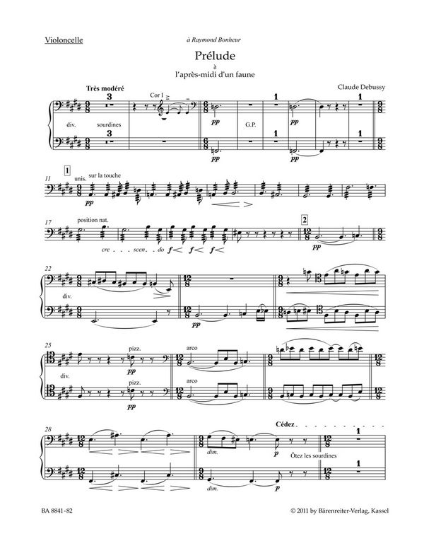 Prélude à l'après-midi d'un faune&nbsp;&nbsp;für Orchester&nbsp;&nbsp;Violoncello