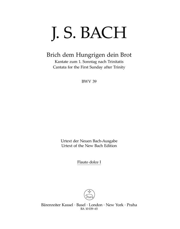 Brich dem Hungrigen dein Brot BWV39&nbsp;&nbsp;Kantate  Nr.39 BWV 39&nbsp;&nbsp;Harmoniestimmen