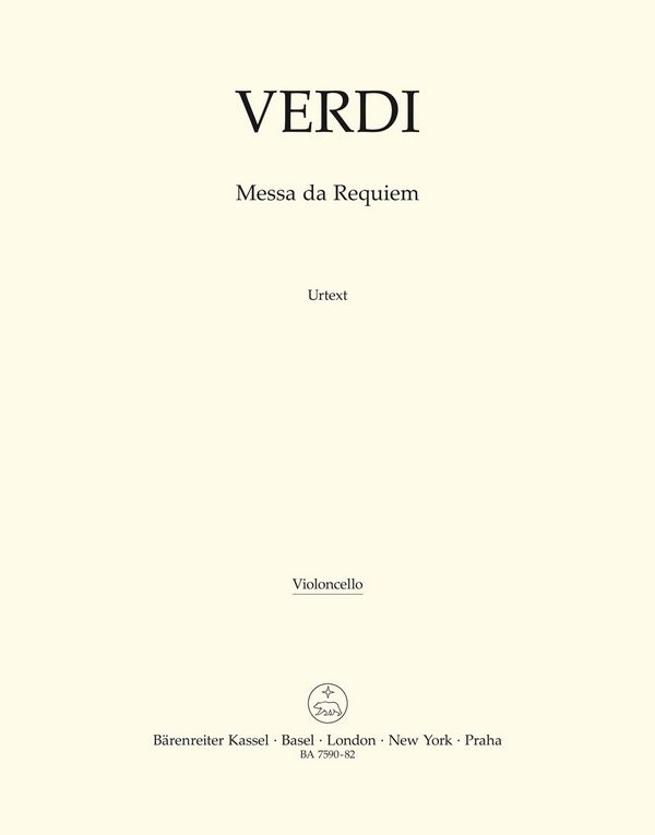 Messa da Requiem&nbsp;&nbsp;für Soli, gem Chor und Orchester&nbsp;&nbsp;Violoncello