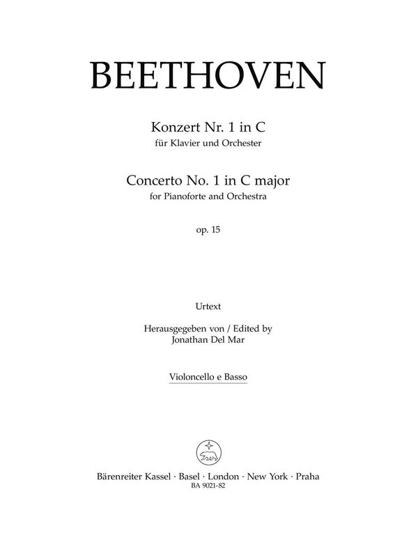 BA9021-82  Beethoven, Konzert Nr. 1 in C-Dur&nbsp;&nbsp;für Klavier und Orchester&nbsp;&nbsp;Violoncello/Kontrabass
