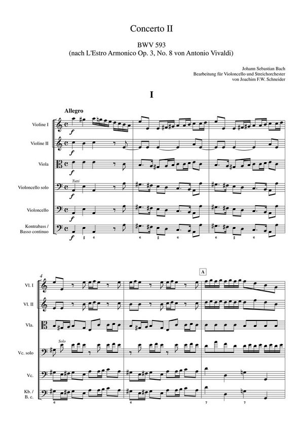 BA5136  J.S.Bach, Concerto für Violoncello, Streicher und bc in a-moll&nbsp;&nbsp;&nbsp;&nbsp;Partitur