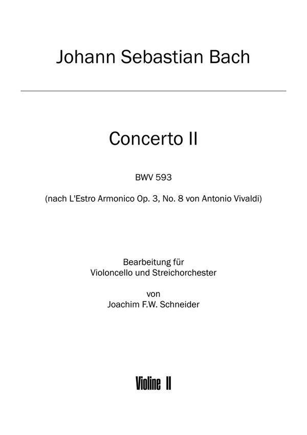 BA5136-75  J.S.Bach, Concerto für Violoncello, Streicher und bc in a-m&nbsp;&nbsp;&nbsp;&nbsp;Violine 2