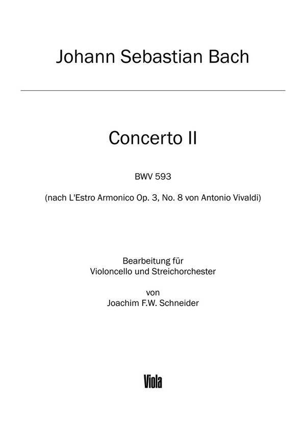 BA5136-79  J.S.Bach, Concerto für Violoncello, Streicher und bc in a-m&nbsp;&nbsp;&nbsp;&nbsp;Viola
