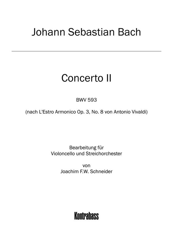 BA5136-85  J.S.Bach, Concerto für Violoncello, Streicher und bc in a-m&nbsp;&nbsp;&nbsp;&nbsp;Kontrabass