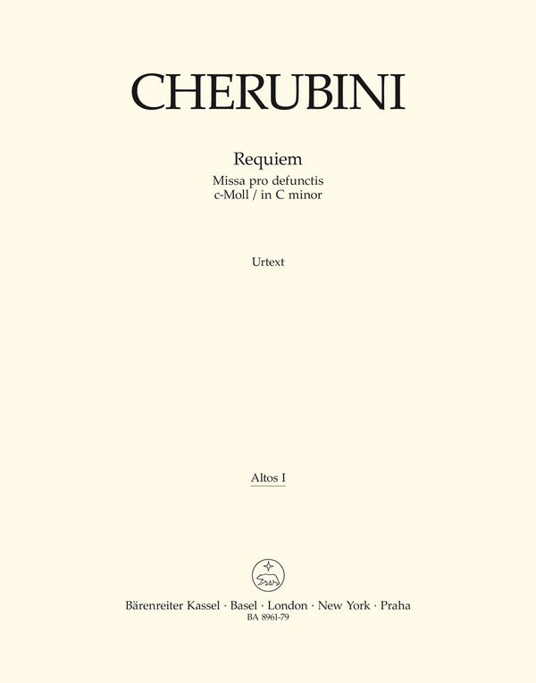 Cherubini, Luigi&nbsp;&nbsp;Requiem c-Moll -Missa pro defunctis-&nbsp;&nbsp;Va1 Stimme(n)