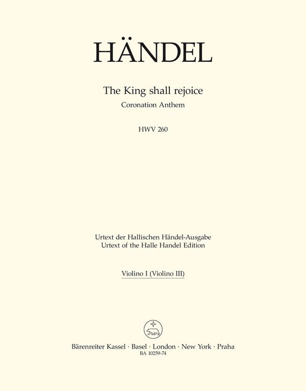 The King shall rejoice HWV260&nbsp;&nbsp;für gem Chor und Orchester&nbsp;&nbsp;Violine 1 (Violine 3)
