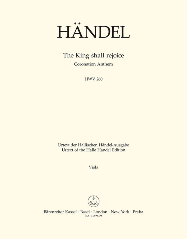 The King shall rejoice HWV260&nbsp;&nbsp;für gem Chor und Orchester&nbsp;&nbsp;Viola
