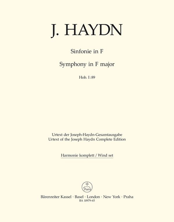 Haydn, Joseph&nbsp;&nbsp;Sinfonie F-Dur Hob. I:89&nbsp;&nbsp;Harmoniestimmen