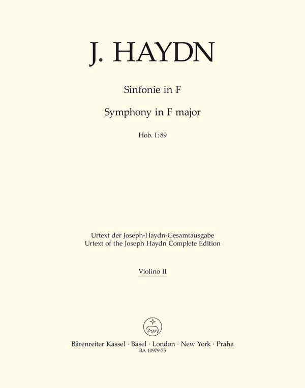 Haydn, Joseph&nbsp;&nbsp;Sinfonie F-Dur Hob. I:89&nbsp;&nbsp;V2 Stimme(n)