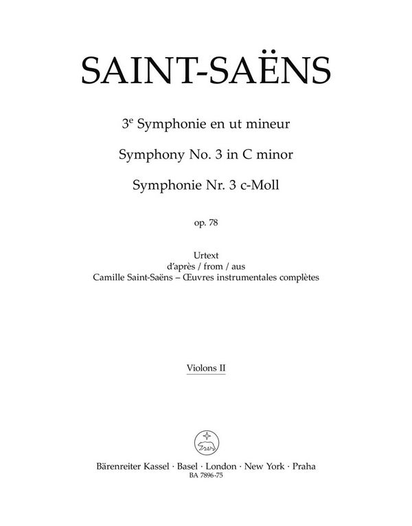 Sinfonie c-Moll Nr.3 op.78&nbsp;&nbsp;für Orchester&nbsp;&nbsp;Violine 2