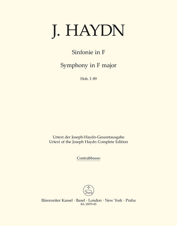 Haydn, Joseph&nbsp;&nbsp;Sinfonie F-Dur Hob. I:89&nbsp;&nbsp;KB Stimme(n)
