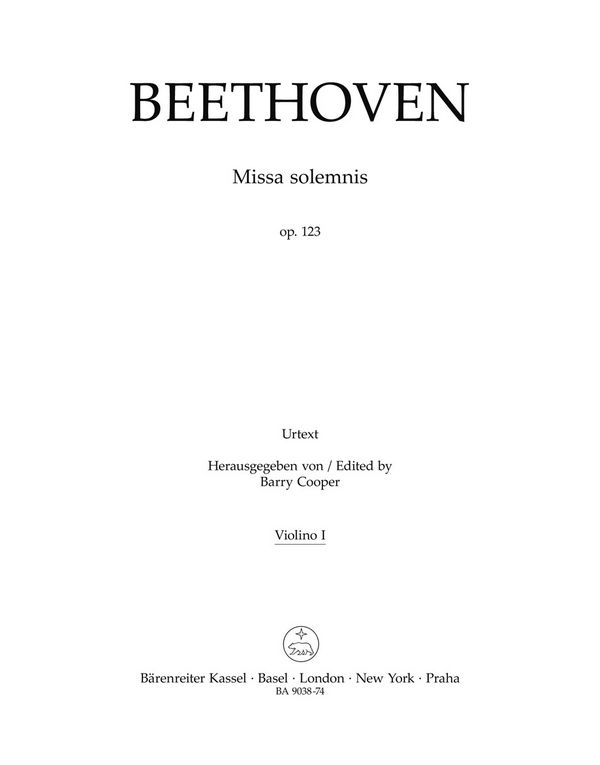 Beethoven, L. v., Missa solemnis op. 123&nbsp;&nbsp;V1&nbsp;&nbsp;Part(s), Urtext edition