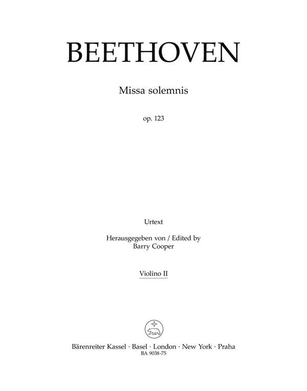 Beethoven, L. v., Missa solemnis op. 123&nbsp;&nbsp;V2&nbsp;&nbsp;Part(s), Urtext edition