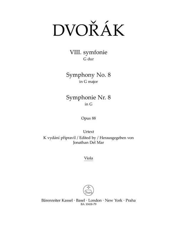 Symphonie G-Dur Nr.8 op.88&nbsp;&nbsp;für Orchester&nbsp;&nbsp;Viola