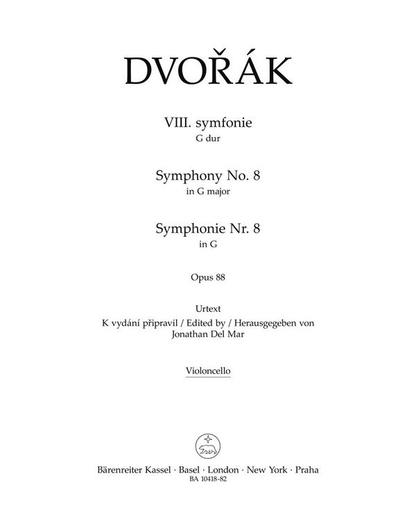 Symphonie G-Dur Nr.8 op.88&nbsp;&nbsp;für Orchester&nbsp;&nbsp;Violoncello