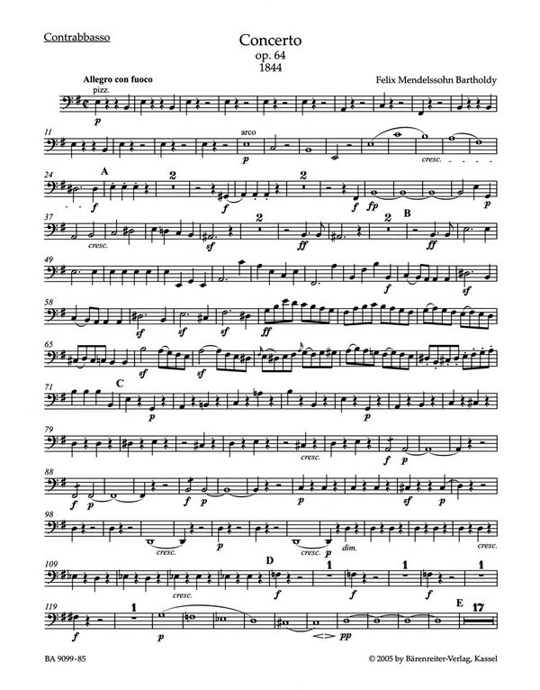 Mendelssohn Bartholdy, Felix, Concerto for Violin and Orchestra in E m&nbsp;&nbsp;for Violin and Orchestra&nbsp;&nbsp;Part(s), Urtext edition