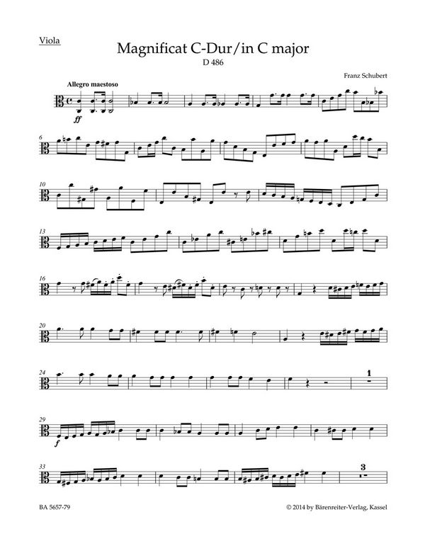 Schubert, Franz, Magnificat C-Dur D 486&nbsp;&nbsp;Va&nbsp;&nbsp;Part(s), Urtext edition