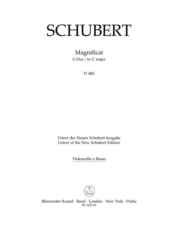 Schubert, Franz, Magnificat C-Dur D 486&nbsp;&nbsp;Vc,Db&nbsp;&nbsp;Part(s), Urtext edition