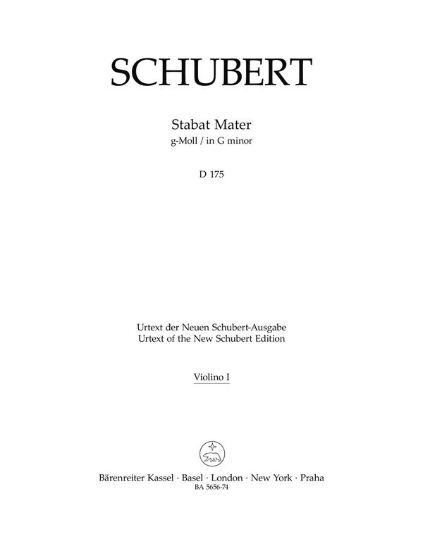 Schubert, Franz, Stabat Mater g-Moll D 175&nbsp;&nbsp;V1&nbsp;&nbsp;Part(s), Urtext edition